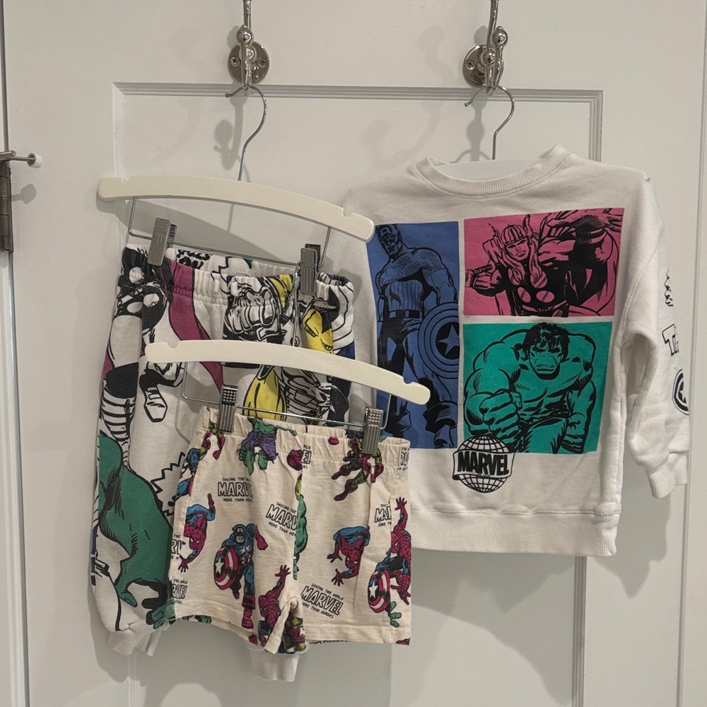 Zara X Marvel Kids' Colorful Superhero Apparel Set - top pants shorts size 2/3T